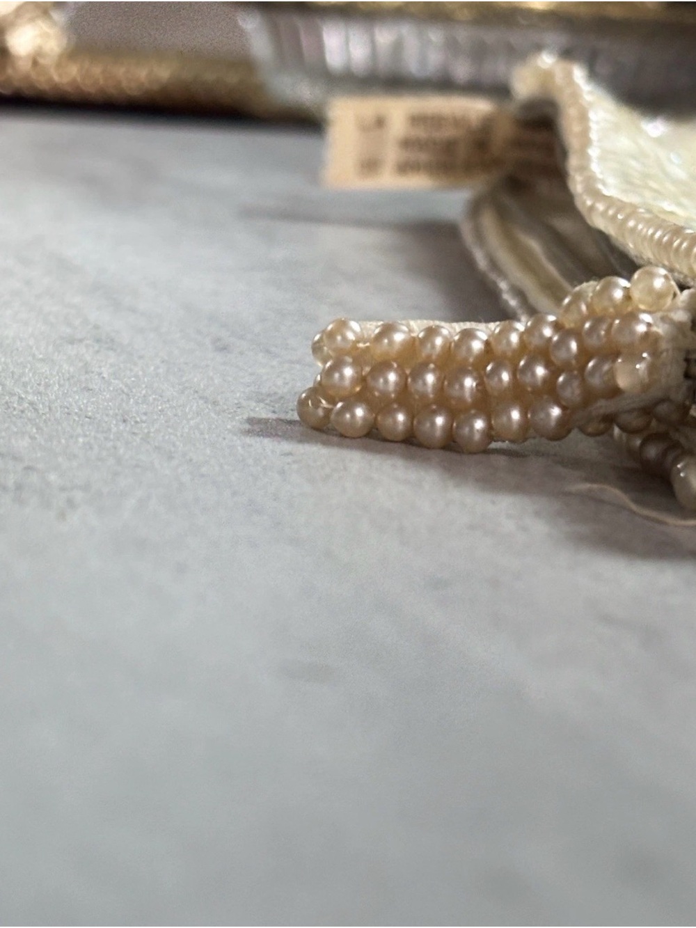 Vintage Pearl Evening Clutch La Regale 1950s Ivory Iridescent Sequin Beaded MCM - Picture 14 of 16